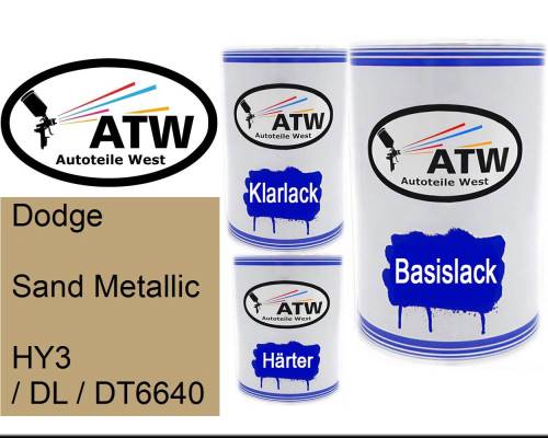 Dodge, Sand Metallic, HY3 / DL / DT6640: 500ml Lackdose + 500ml Klarlack + 250ml Härter - Set, von ATW Autoteile West.